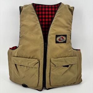VTG Stearns SBV-4140 Fishing Vest Flotation Aid Type III PFD Tan Plaid L/XL USCG